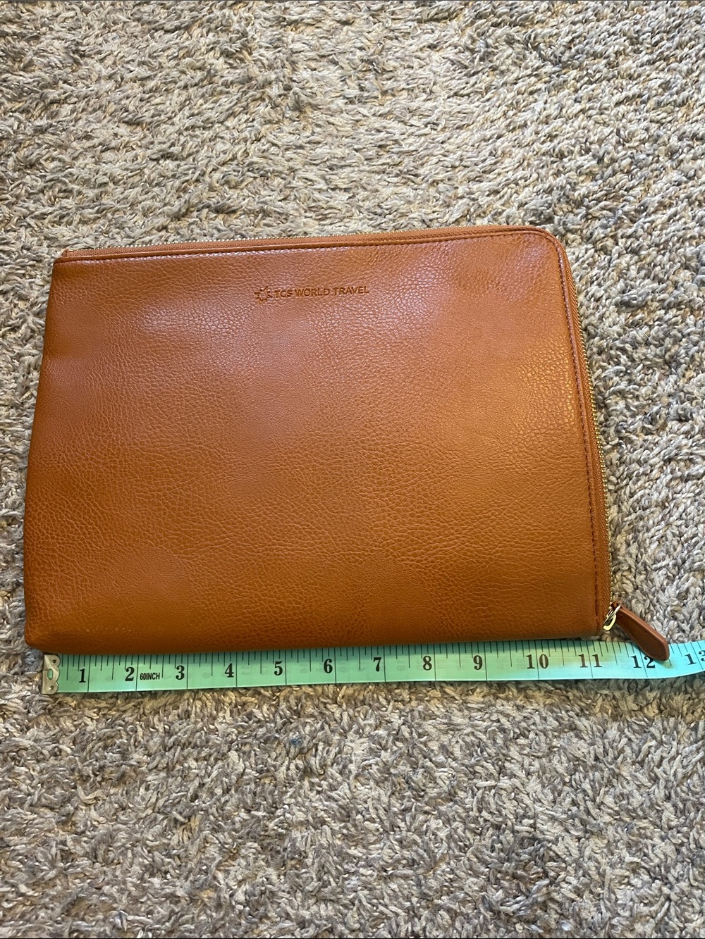 TCS World Travel Tan Leather Travel Pouch - Picture 6 of 7